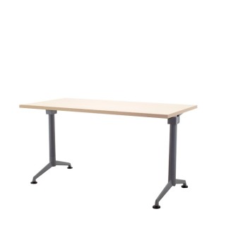 Mesa operativa melamina maple y patas grises de 140cm
