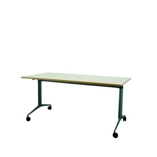 Mesa operativa abatible en maple con ruedas de 160cm