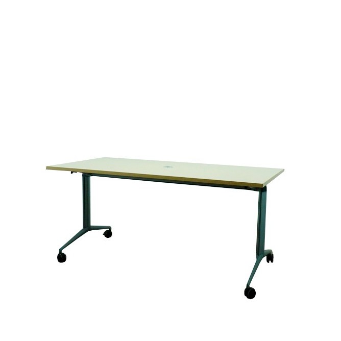 Mesa operativa abatible en maple con ruedas de 160cm