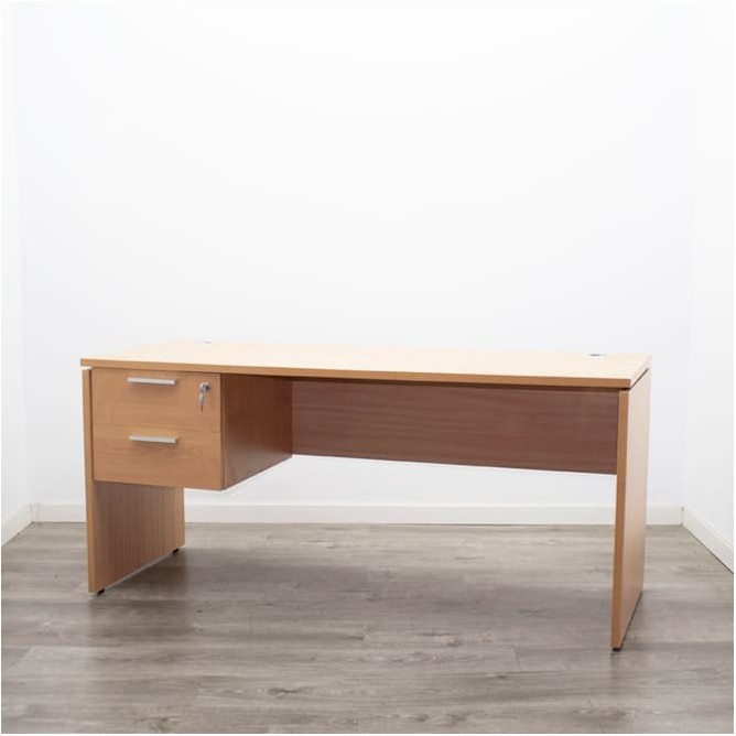Mesa operativa melamina peral con cajonera colgante de 160cm