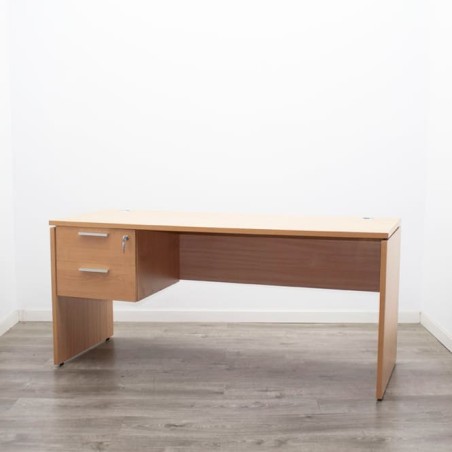 Mesa operativa melamina peral con cajonera colgante de 160cm