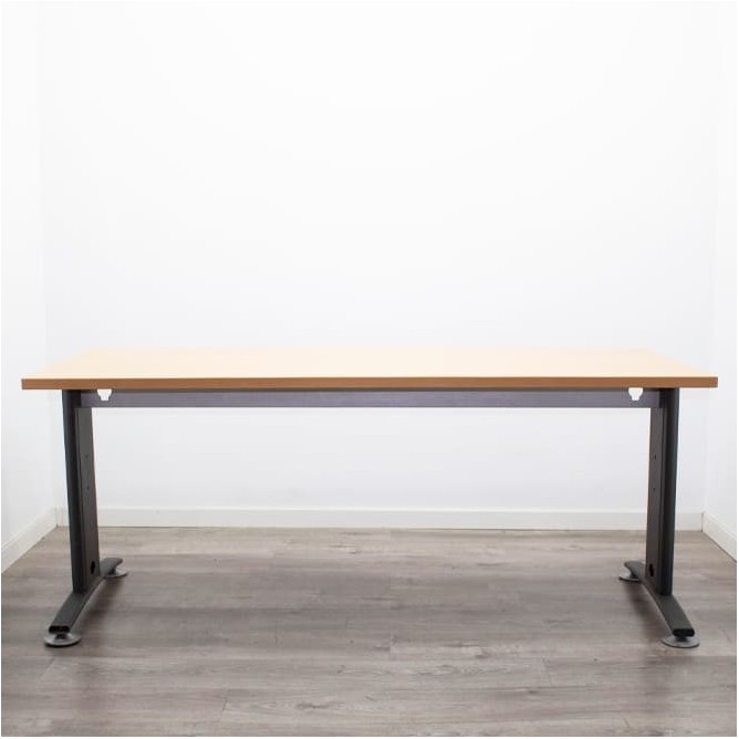 Mesa operativa peral con pata en T invertida gris antracita de 180cm