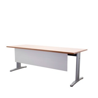Mesa operativa en nogal y estructura gris de 200cm