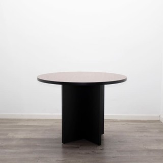Mesa reunión redonda en palisandro y negro de 100cm 2