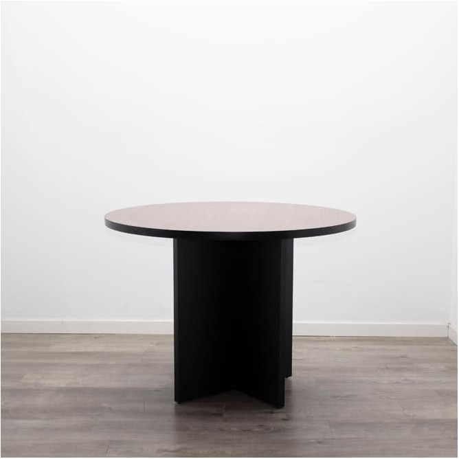 Mesa reunión redonda en palisandro y negro de 100cm