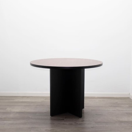 Mesa reunión redonda en palisandro y negro de 100cm