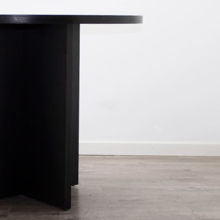 Mesa reunión redonda en palisandro y negro de 100cm