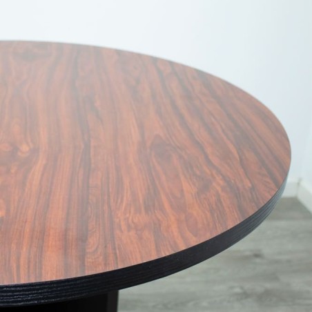 Mesa reunión redonda en palisandro y negro de 100cm