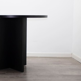 Mesa reunión redonda en nogal y negro de 105cm 2