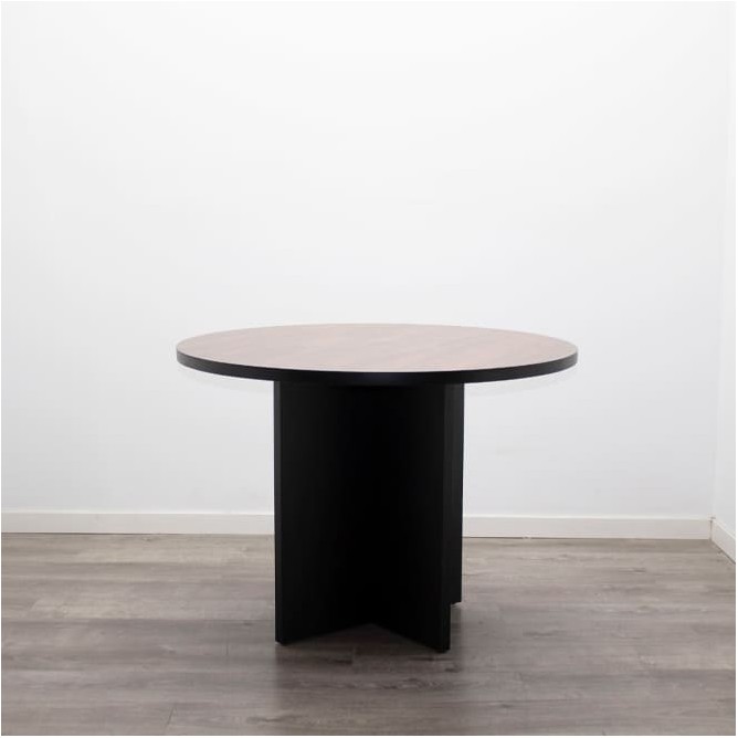 copy of Mesa reunión redonda en palisandro y negro de 100cm
