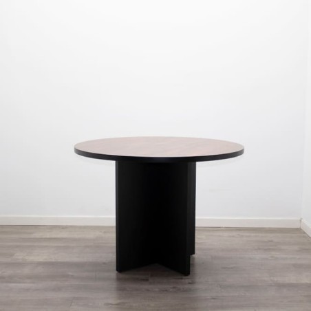 copy of Mesa reunión redonda en palisandro y negro de 100cm