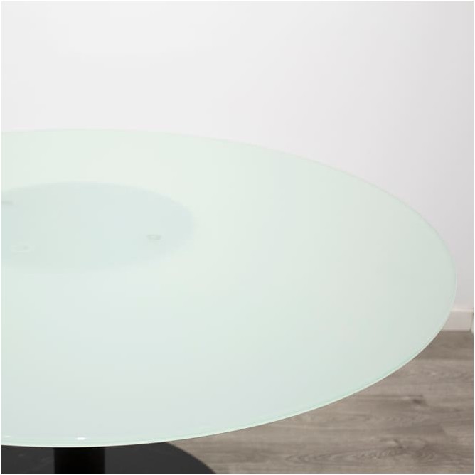 Mesa reunión redonda de cristal y pata peana negra de 120cm