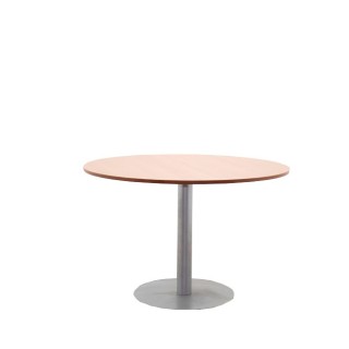Mesa de reunión redonda en nogal y peana gris de 110cm