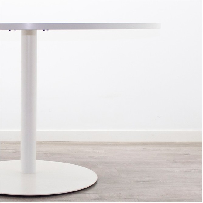 Mesa de reunión redonda melamina blanca y pata peana de 120