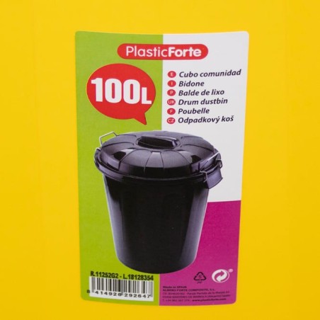Cubo de basura de plástico amarillo 100l
