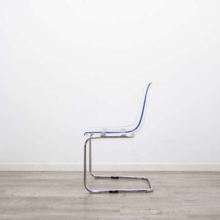 Silla colectividad transparente base patín