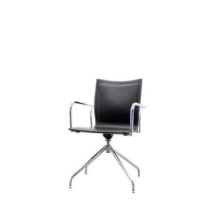 Silla confidente tapizada en mostaza con patas blancas - Mercaoficina