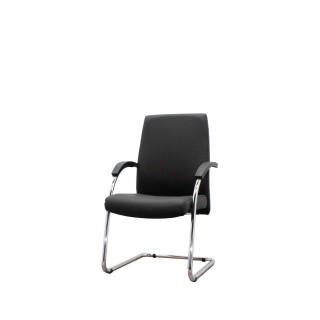 Silla confidente polipiel negra con base patín