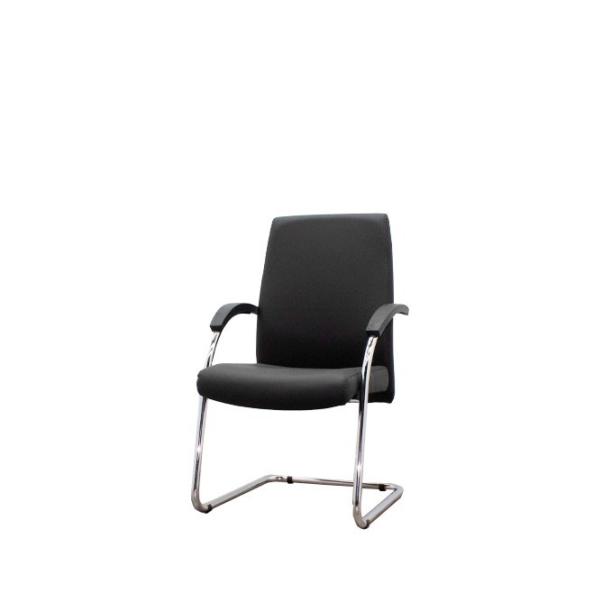 Silla confidente polipiel negra con base patín