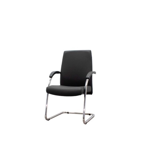 Silla confidente polipiel negra con base patín