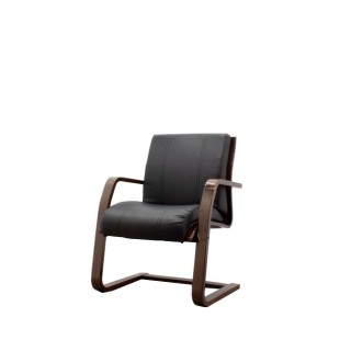 Silla confidente en napel negra con estructura de madera