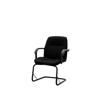 Silla confidente en tela gris claro con base patín negra - Mercaoficina