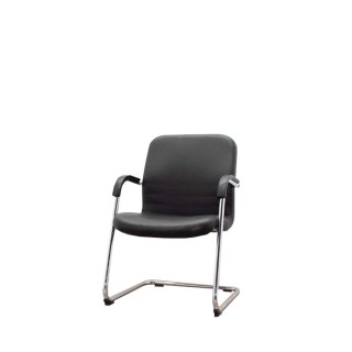 Silla confidente en tela gris claro con base patín negra - Mercaoficina