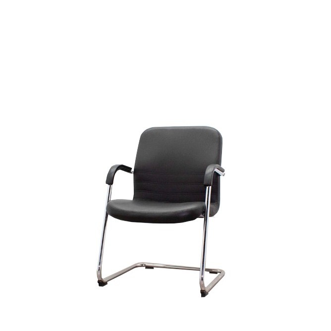 Silla confidente con base patín cromada en napel negro