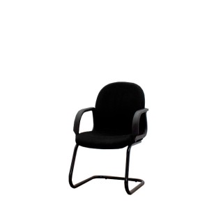 Silla confidente en tela gris claro con base patín negra - Mercaoficina