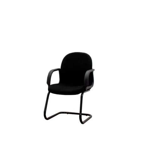 Silla confidente en tela gris claro con base patín negra - Mercaoficina