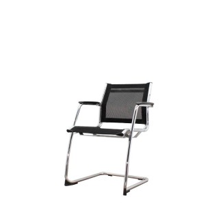 Silla confidente en tela gris claro con base patín negra - Mercaoficina