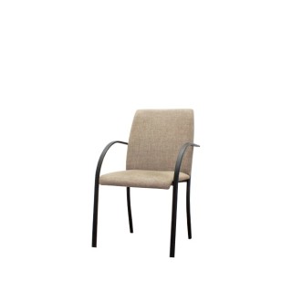 Silla confidente estructura negra y tapizado beige jaspeado