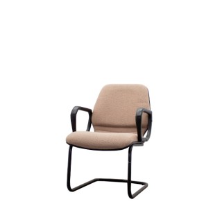 Silla confidente en tela gris claro con base patín negra - Mercaoficina