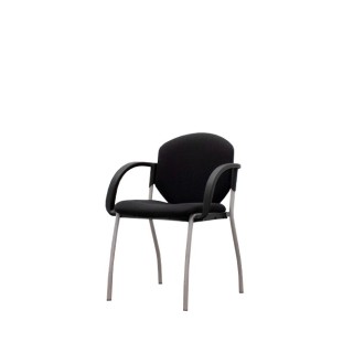 Silla confidente en tela gris claro con base patín negra - Mercaoficina