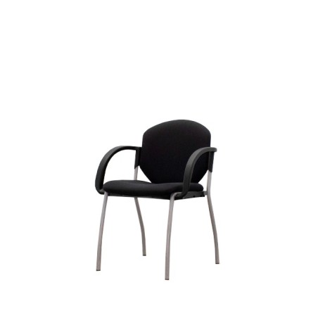 Silla confidente en tela gris claro con base patín negra - Mercaoficina