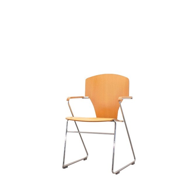 Silla confidente en tela gris claro con base patín negra - Mercaoficina