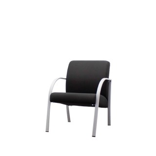 Silla de espera tapizado negro con patas grises