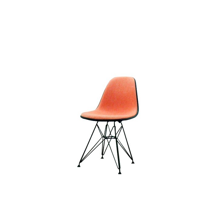 Silla de espera tapizado salmón y base metálica negra