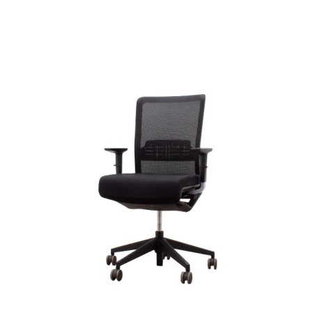 Silla operativa respaldo de malla y asiento tapizado negro