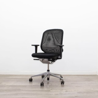 Silla operativa respaldo malla y asiento tapizado negro 2