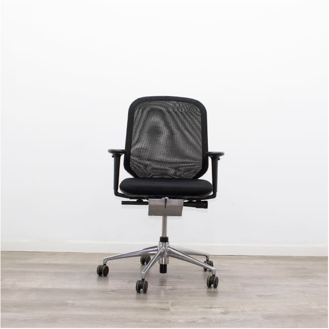 Silla operativa respaldo malla y asiento tapizado negro