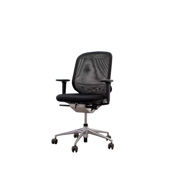 Silla operativa respaldo malla y asiento tapizado negro