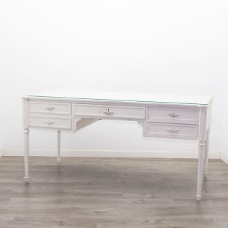 Mesa escritorio de madera lacada blanca 2
