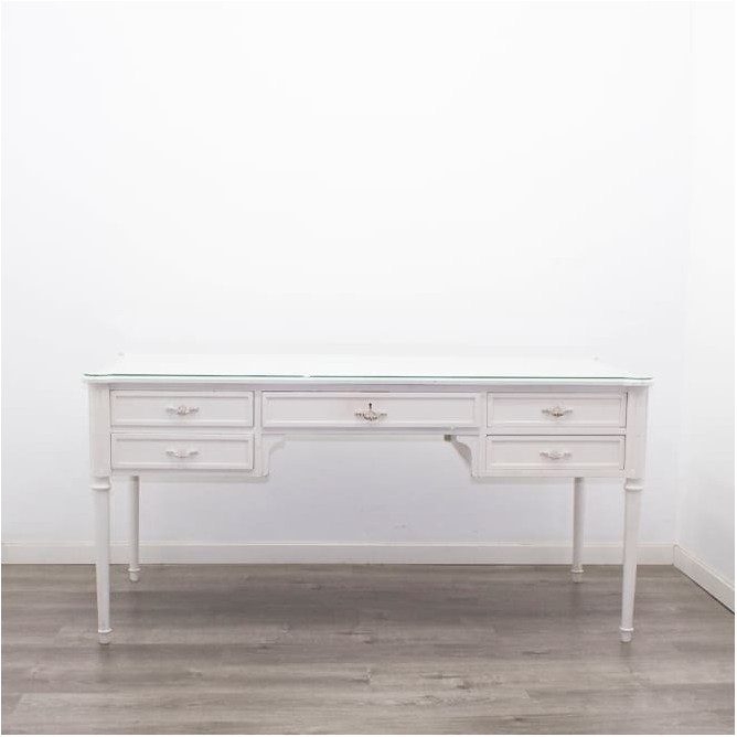Mesa escritorio de madera lacada blanca