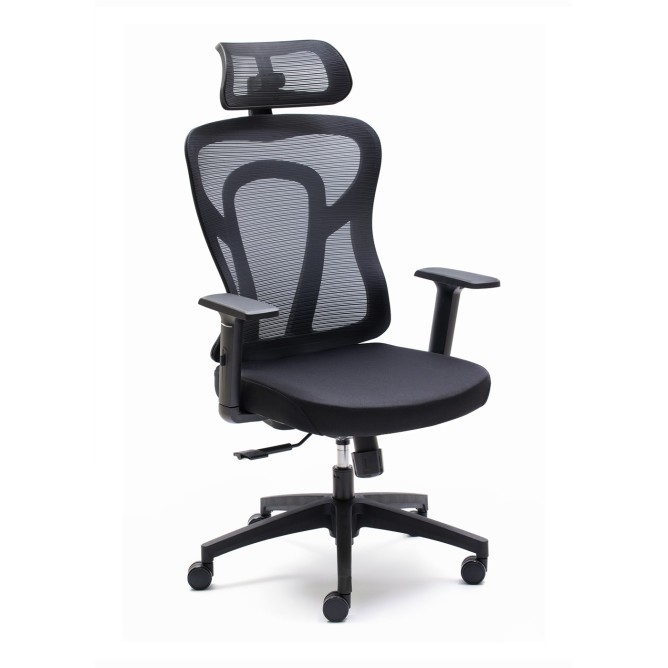 Silla operativa modelo CALI negra con cabecero