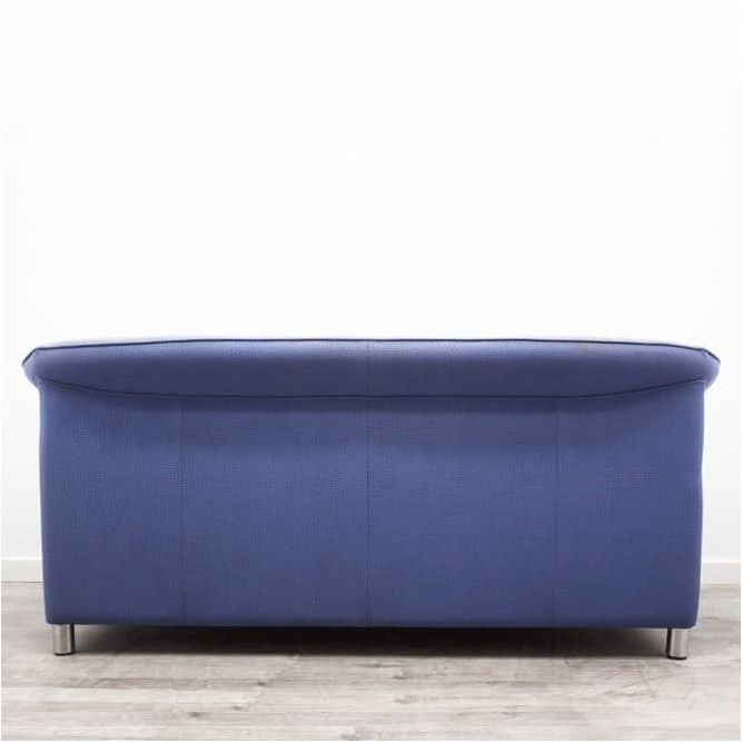 Sofá de espera 2 plazas azul jaspeado patas metálicas de 166cm