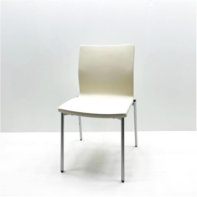 Silla confidente napel blanco 4 patas estructura gris