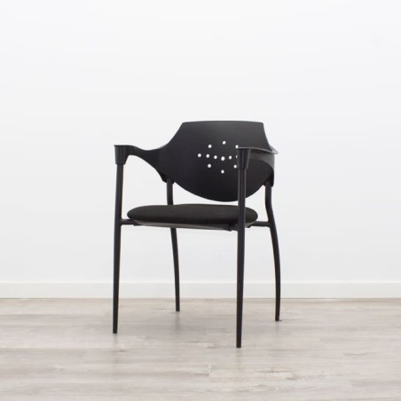 Silla confidente respaldo PVC negro perforado asiento negro/gris/granate
