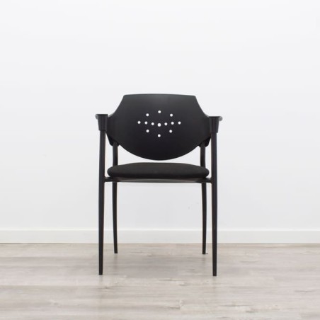 Silla confidente respaldo PVC negro perforado asiento negro/gris/granate