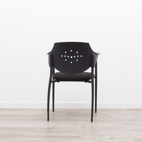 Silla confidente respaldo PVC negro perforado asiento negro/gris/granate